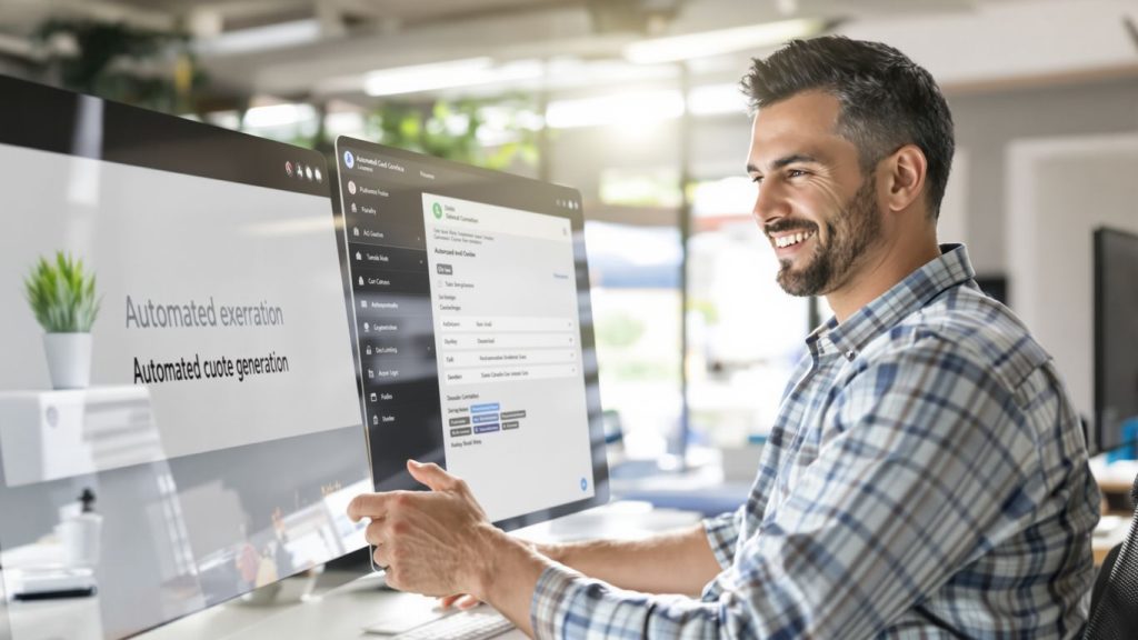 Small business owner happy with automated quote generation.