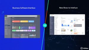 Comparison of two business software interfaces.