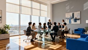 Business people collaborating in a modern office.