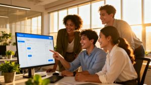 צוות מכירות המשתמש ב-CRM להצלחה.