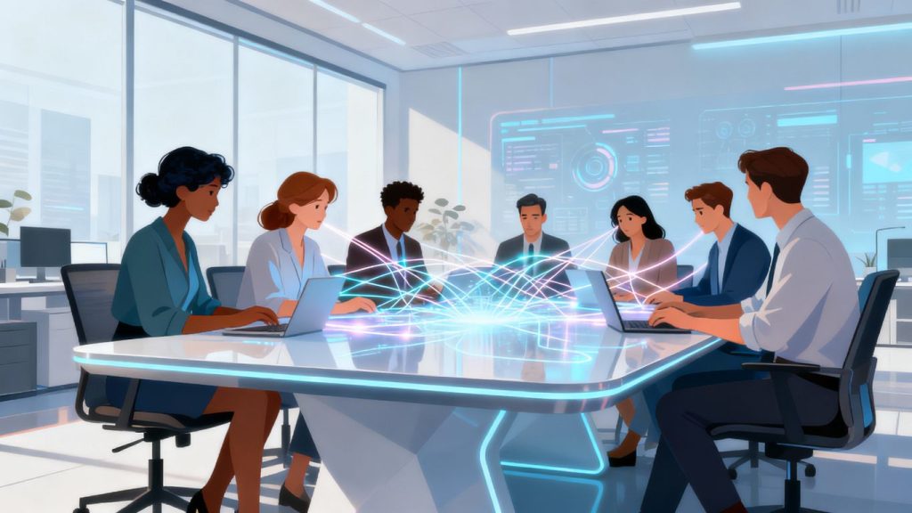 Команда использует CRM на базе ИИ для более эффективных продаж.
