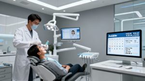 Dental clinic appointment and patient follow-up software interface.