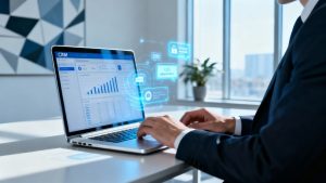 برنامج إدارة علاقات العملاء مع تذكيرات آلية على شاشة الكمبيوتر المحمول.