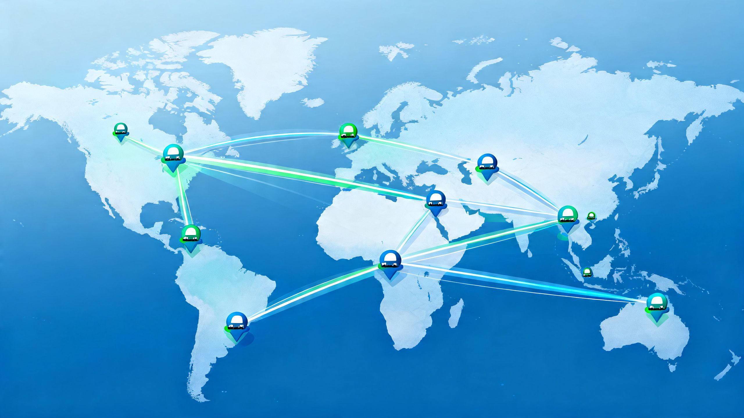 A conceptual image of a global logistics network with interconnected nodes, representing the efficiency of a modern logistics CRM.